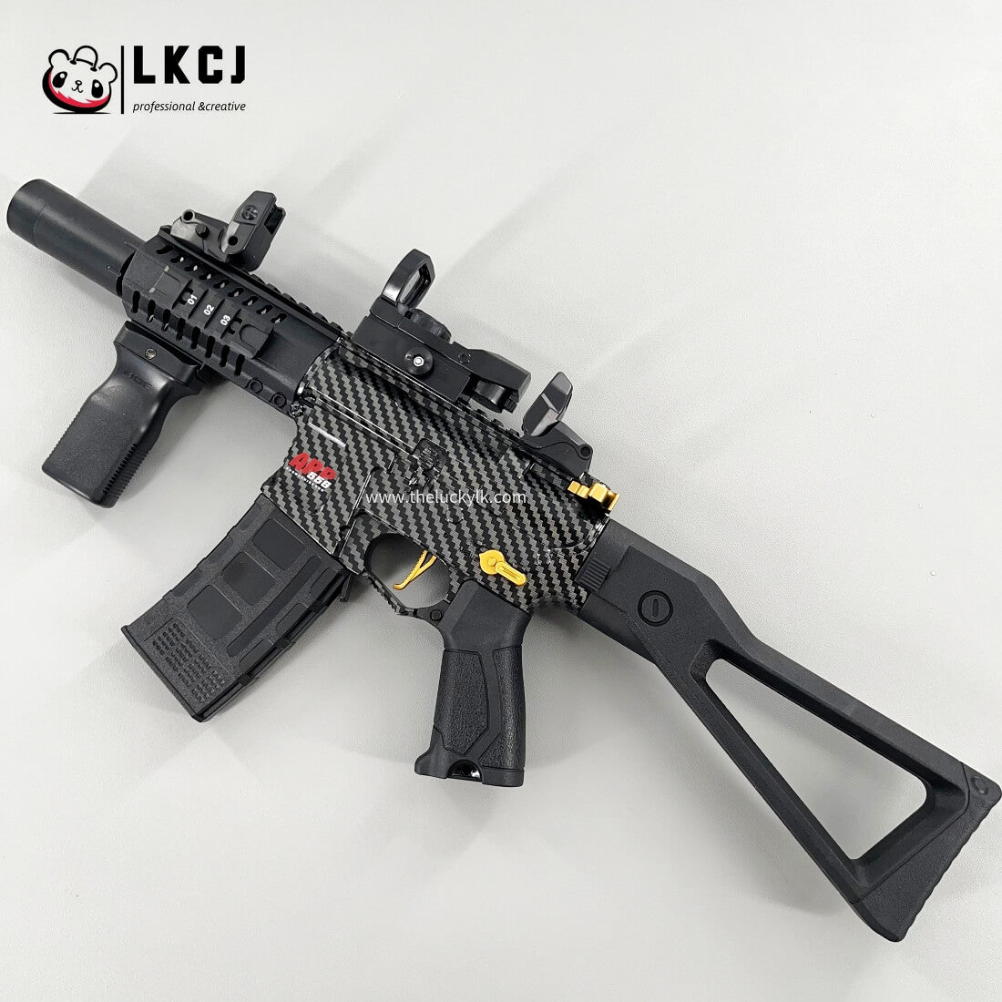 Carbon Fiber Gold Embellished ARP556 Gel Blaster