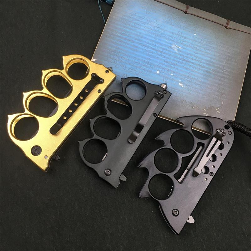 Knuckle Duster Folding Knife Outdoor Self-defense Pocket Knives Window Breaking Tool