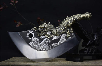 Chivalry Knife Bone Cutting Knife Green Dragon Full Brass Handle